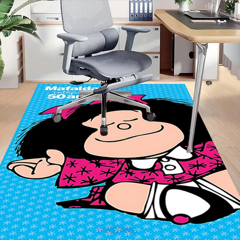 1pc Mafaldas Blue Star Shirt Carpet for Playroom Bedroom Living Room Sofa Home Decor,kids Game Area Rug Non-slip Floor Mat Y73035