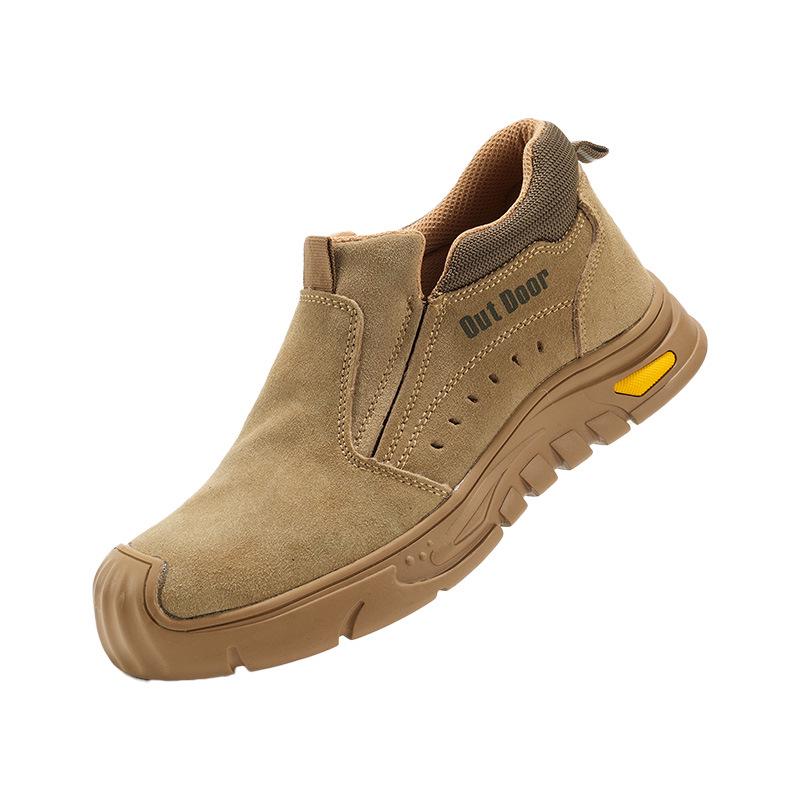 

Мужские рабочие туфли-слипоны с металлическим подноском из коровьей кожи - Осень/Зима, Дышащие, Ударопрочные, Устойчивые к проколам, Безопасная обувь. 613 Khaki; 39