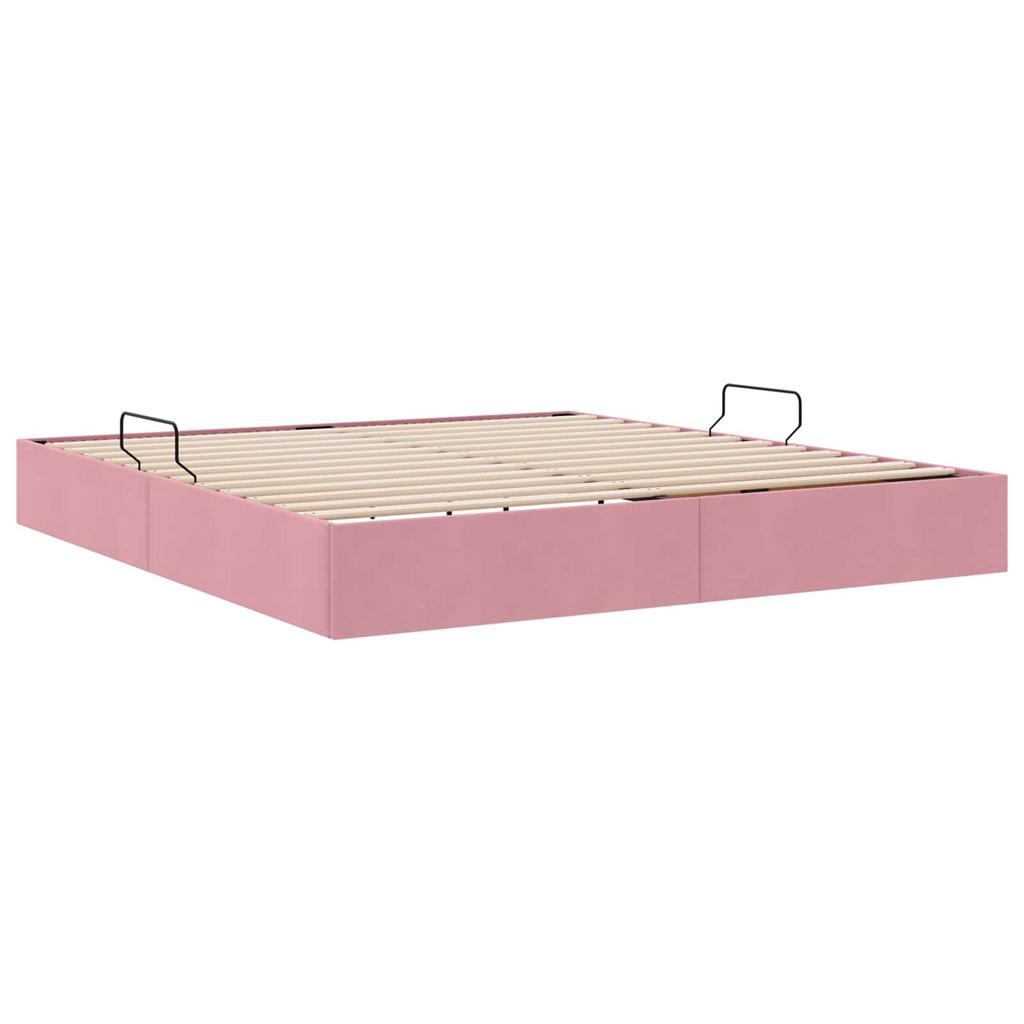 Ottoman Bed Frame with Storage Pink 160 X 200 Cm Velvet