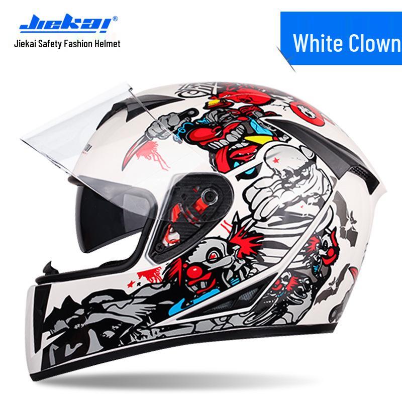 Jiekai Full Face Electric Motorcycle Helmet - Unisex, All-Season Racing Safety