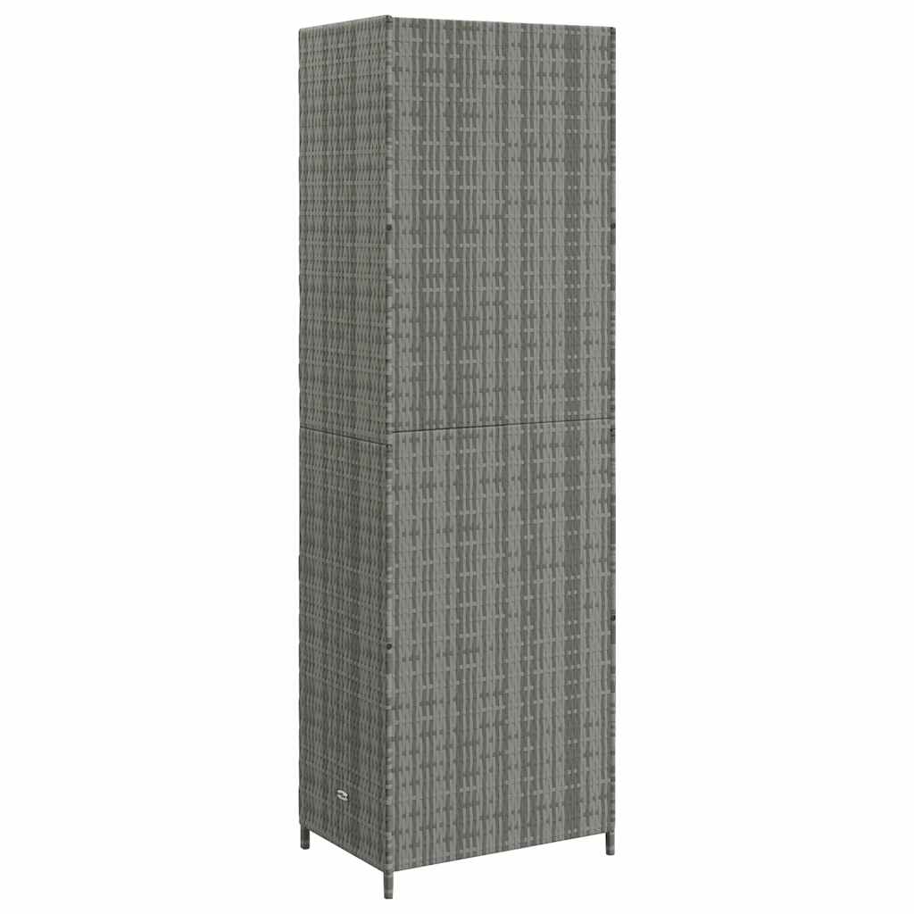 Vidaxl Garden Cabinet, Grey, 59X40X180 Cm, Pe Rattan