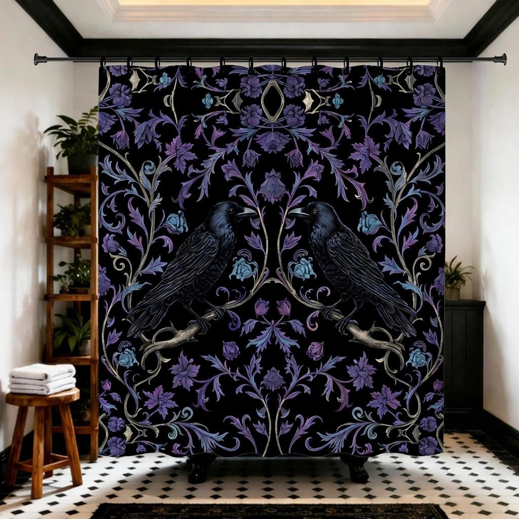 Vintage Watercolor Floral Shower Curtain for Bathroom,Boho Botanical Wildflower Shower Curta,Funny Waterproof Polyester