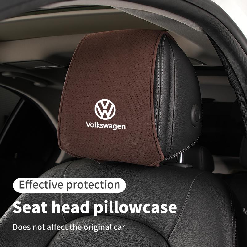 swe3Car Headrest Cover Seat Head Rest Neck Pillow Protector For Volkswagen VW Golf Polo Tiguan Passat Jetta Scirocco Sagitar Touareg