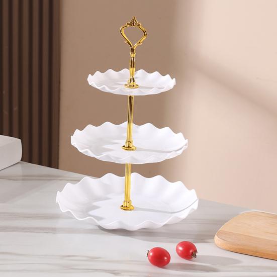3-Tier Cupcake Stand Holder Plastic Serving Platter for Afternoon Tea Dessert Display Stand for Weddings Parties