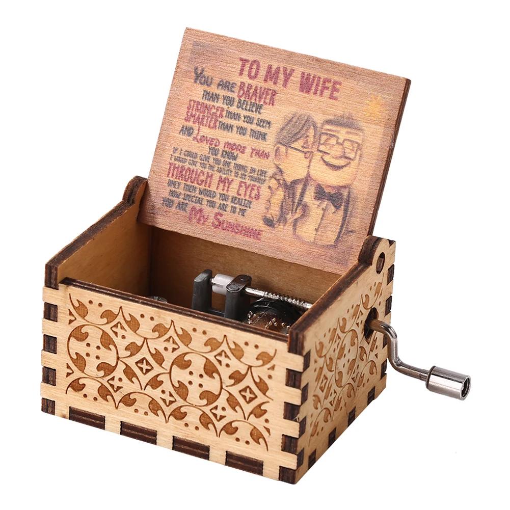 Wooden Hand Crank Music Box Bohemian Rhapsody Theme You Are My Sunshine Music Box Musica Theme Birthday Christmas Gift