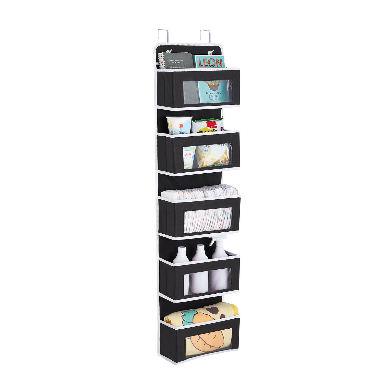 1PC Over the Door Hanging Organizer 5 Large Pockets Over The Door Wall Mount Wall Mount Storage Hooks Bathroom Dorm Clothes