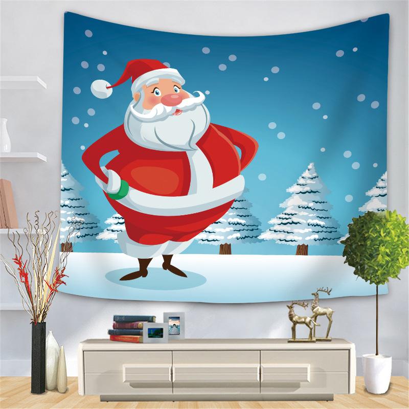 Weihnachtsserie Wandteppich Digital bedrucktes Hängetuch Schneemann Elch Wandteppich