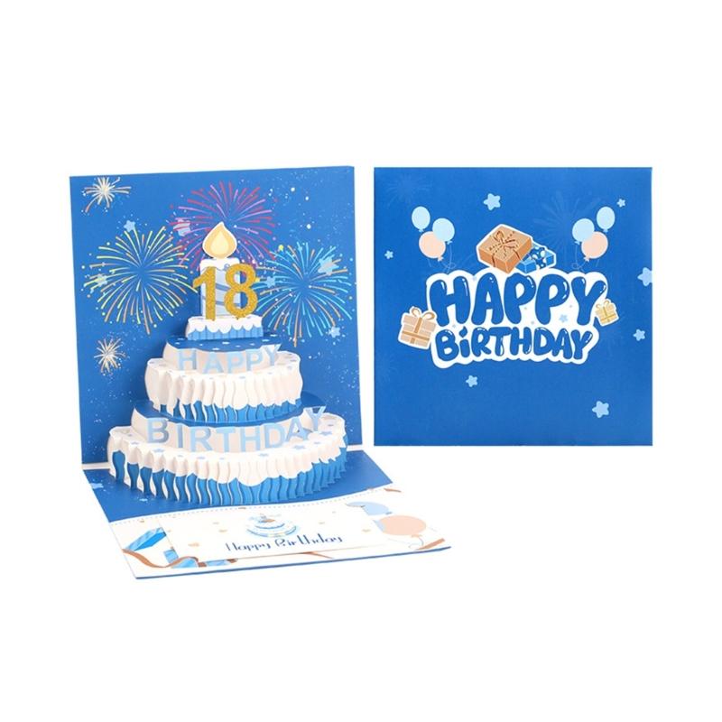 Popup 3D Birthday Cake Greeting Card 3D Birthday Cake Paper Card Popup Celebration Greeting Card for  Special Event 1