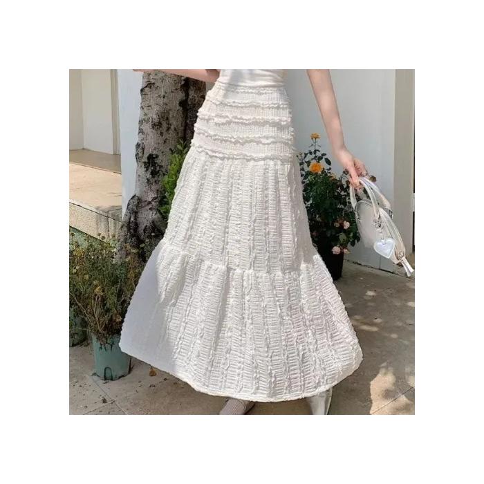 

Summer new temperament solid color simple small white skirt small fragrant skirt trend S