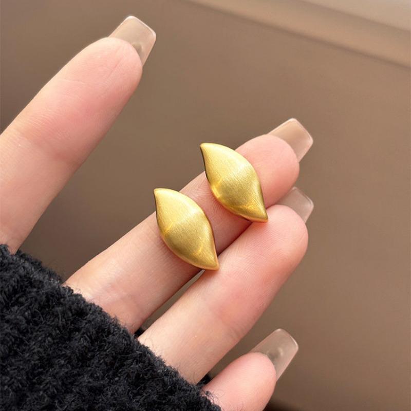 Koreanische Einfache Gold Silber Farbe Blattförmige Steckerohrringe Für Damen Mädchen Klassische Matte Ohrringe Party Schmuck Zubehör Geschenke