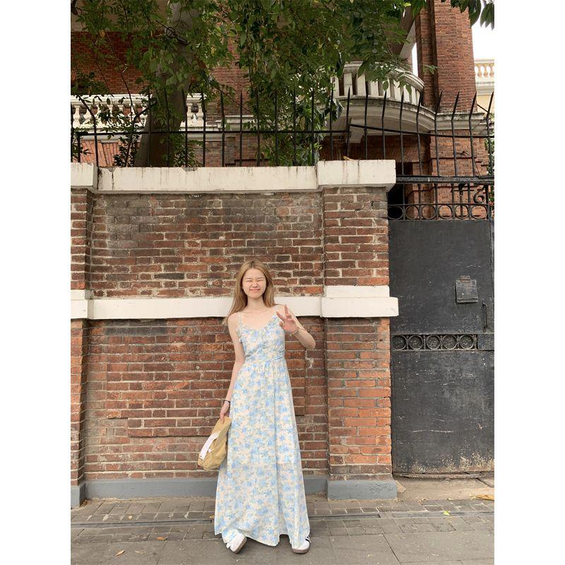 100.00kg Tall Slim Looking Floral Strap Dress Cardigan Export Oversize Women's Clothing Beach Travel Dress