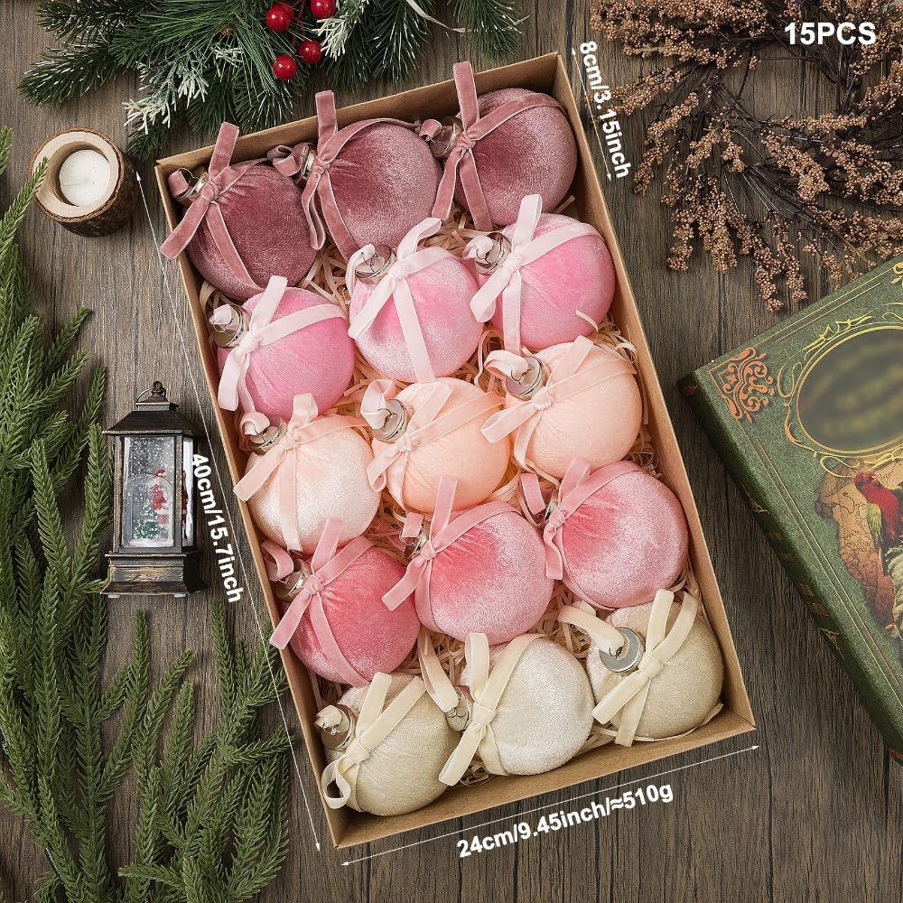 15pcs Velvet Christmas Ornaments Christmas Ball