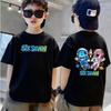 180g Puur Katoen Cartoon 67 Print Kinder T-shirt met Korte Mouwen