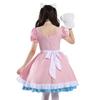 Café Style Cute Lolita Maid Outfit - Pink & Blue Bow Dress for Women