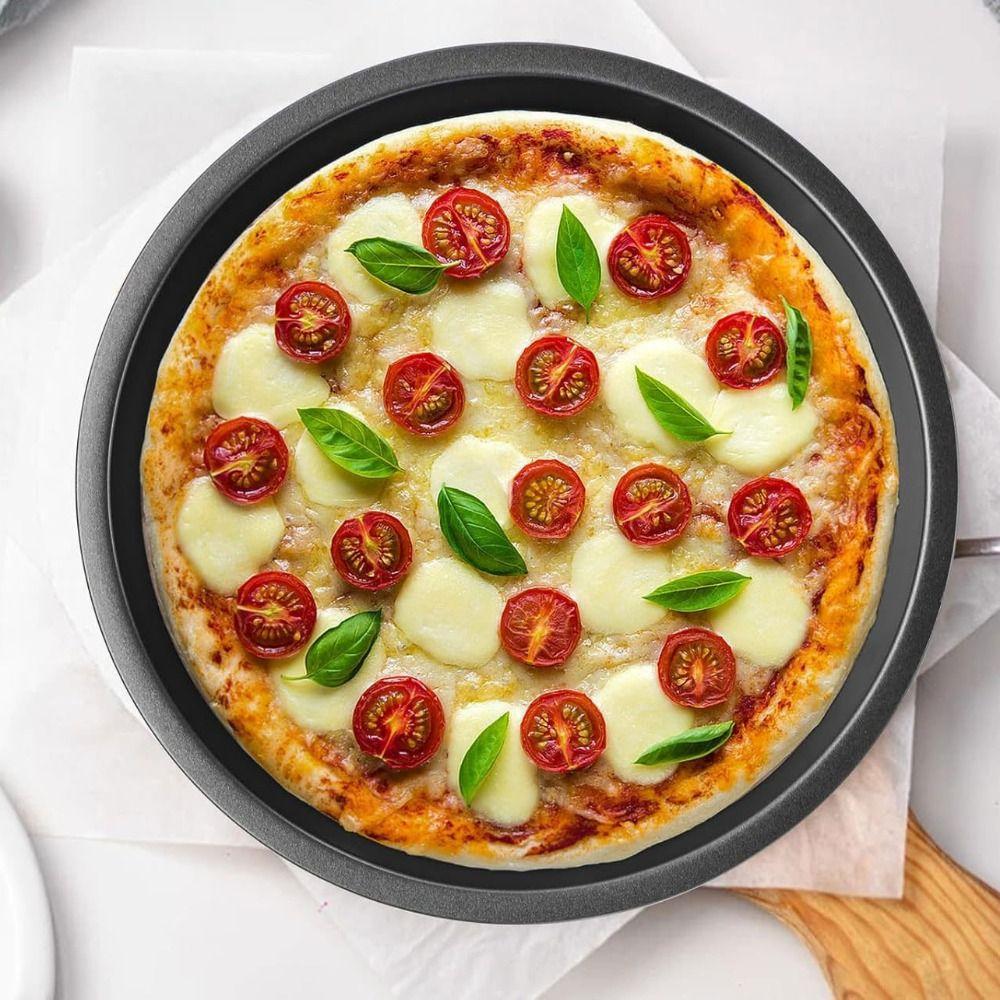 3Pcs/Set Easy Demoulding Pizza Mould Carbon Steel Pizza Oven Tray Shallow Round Pizza Plate Oven