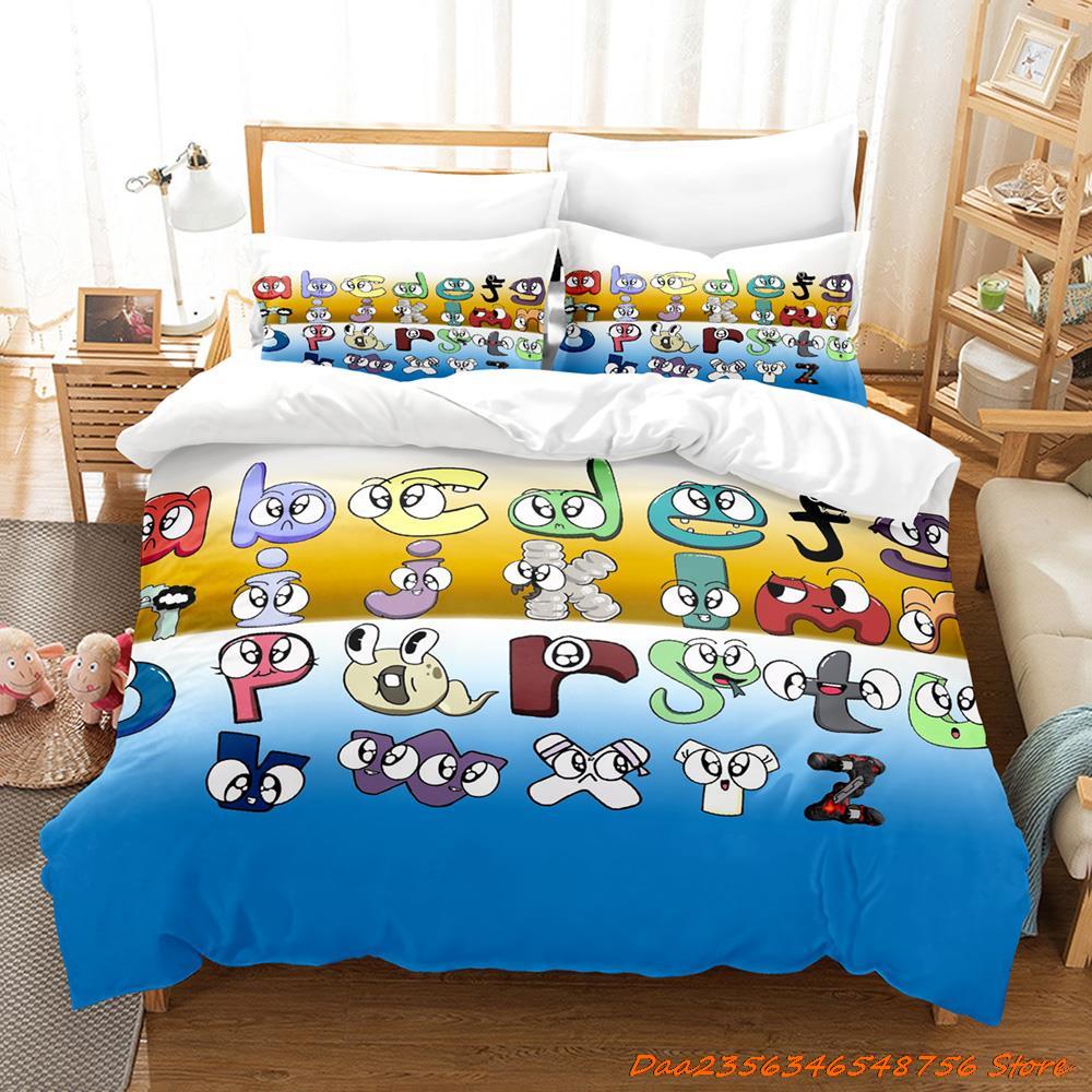 Comforter 26 Alphabet Lore Bedding Set Cartoon Anime Three-Piece Set Adult Kid Bedroom Duvet Sets Enlightenment 3D Print Kawaii