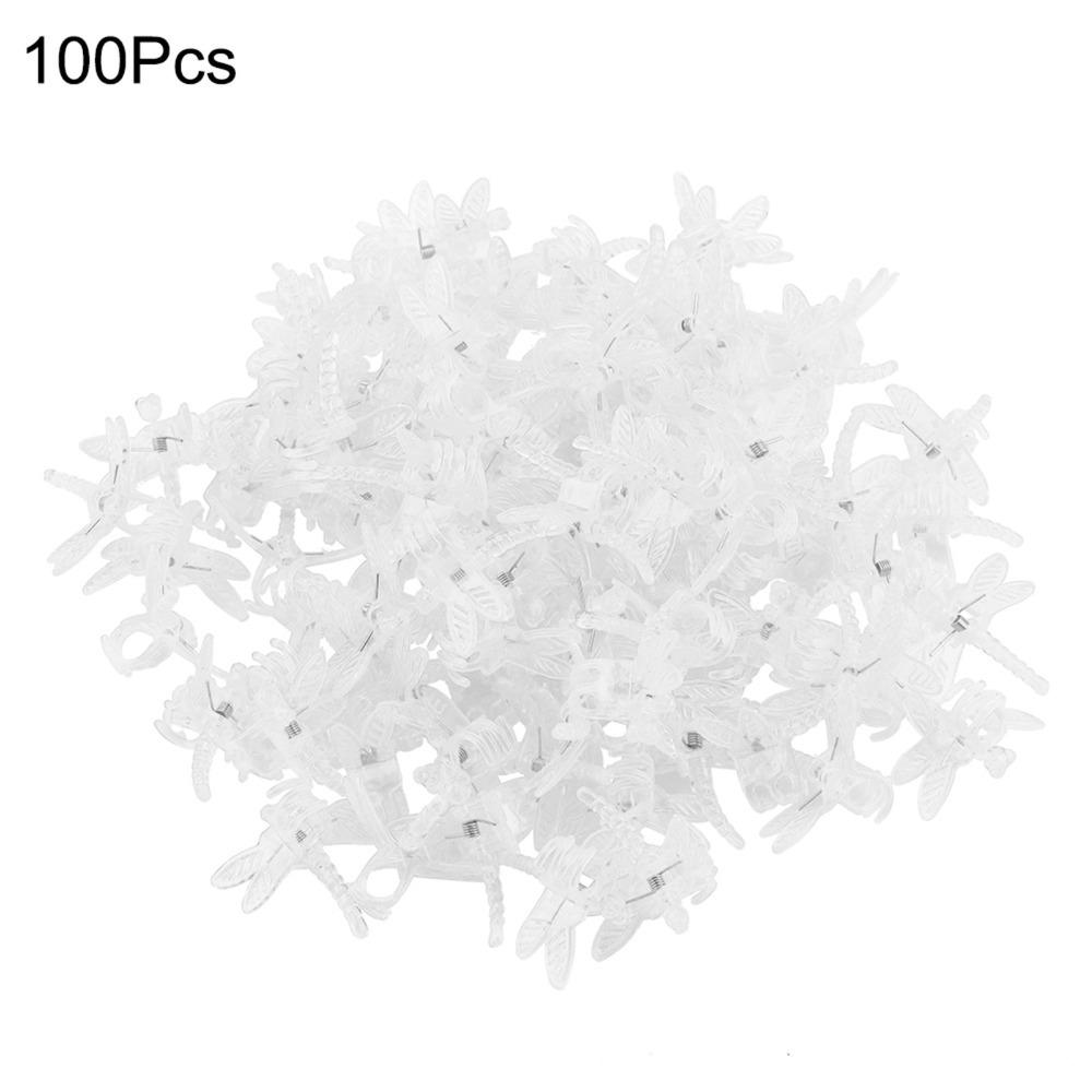 

100Pcs Plastic Plant Orchid Clips Lightweight Design Portable Dragonfly Plant Clips Mini Size Reusable Vine Holding Clips прозорий
