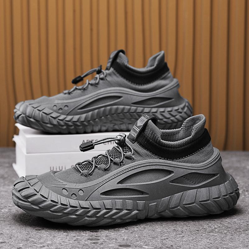 

2025 весна и лето дышащие носки с плетением из мух обувь ленивая обувь на платформе нескользящая спортивная обувь повседневная обувь для бега мужская обувь 39 серый