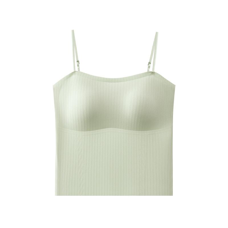 

New suspender vest with chest pad bra cover integrated inside summer thin style can be worn outside beautiful back m (40-55kg ) зелёный