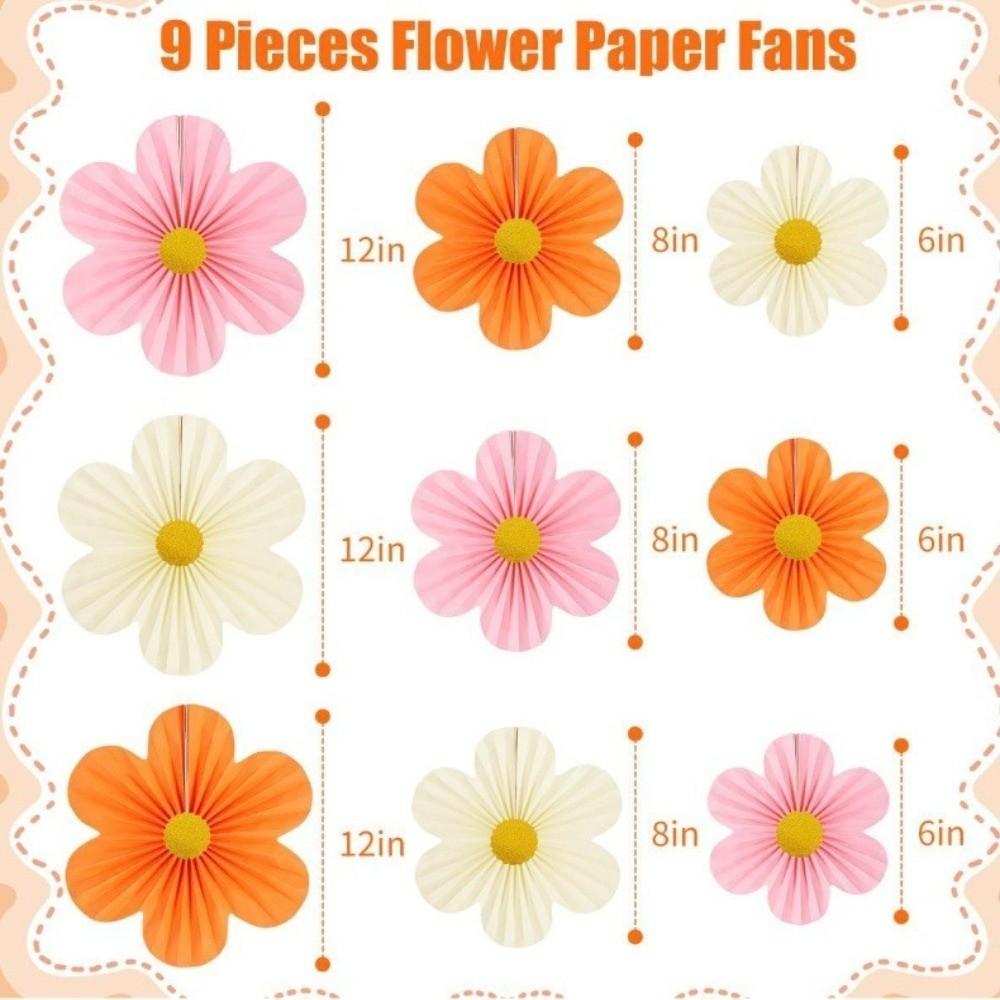 9 ks/sada DIY papírový vějíř květina růžové papírové vějíře narozeniny miminko svatební oslava dekorace