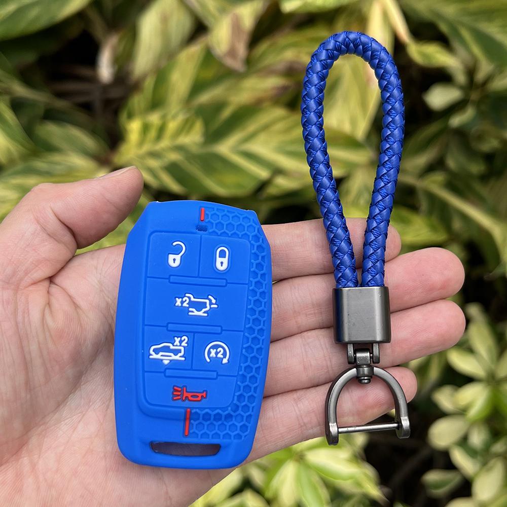Silicone Car Key Case Remote Cover Shell Keychain Accessories for Dodge Ram 1500 Pickup Limited 2019 2020 2021 2022 2023 2024
