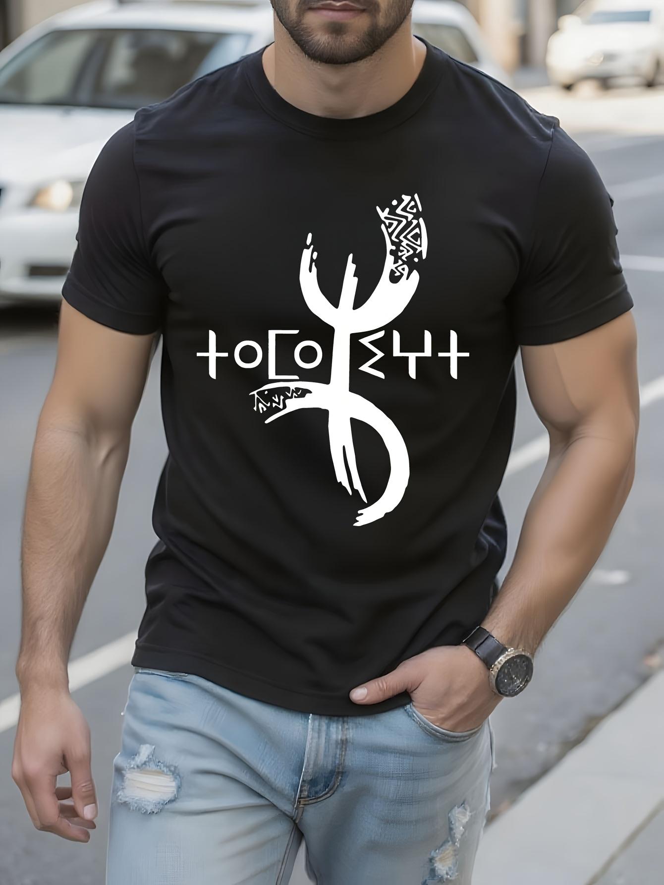 Amazigh Yaz Tifinagh Freedom Symbol Tshirt - Black with W... XXL