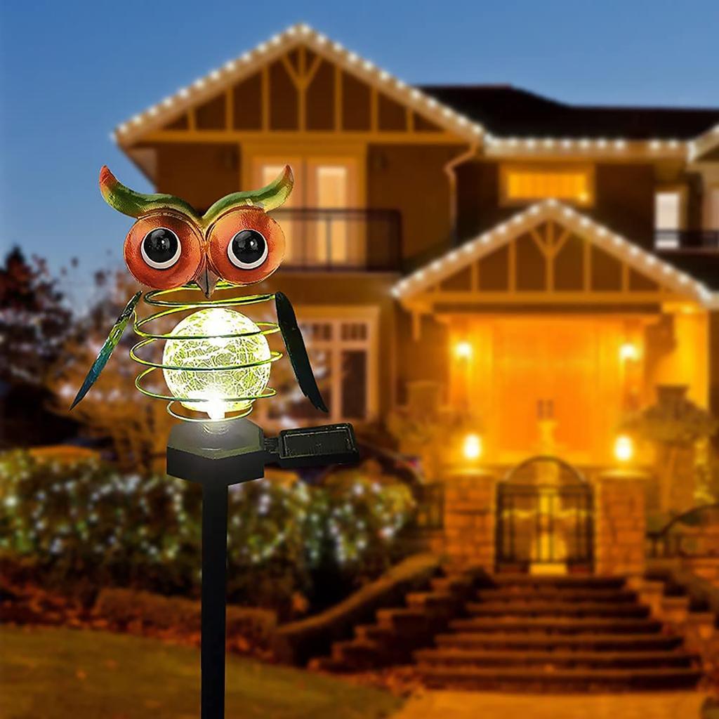 LED Solar Spring Ground Plug Lamp Owl