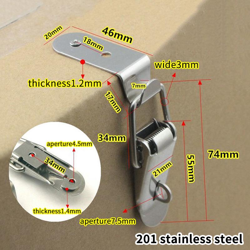 1 Set Cabinet Door Metal Clasps 90 Degree Box Closure Lock Duck-mouth Buckle Hook Spring Loaded Draw Toggle Hasps Clamp