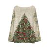 Ladies' Fashionable Casual Long Sleeved Christmas Printed Round Neck Knitted Yarn