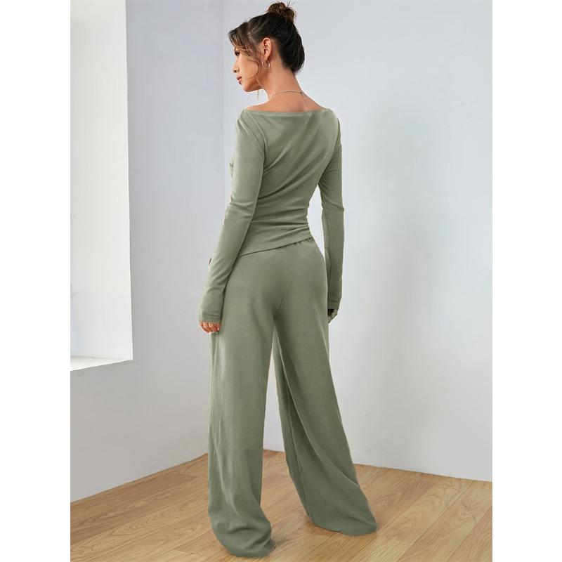 JKASHDK Dámská móda Ležérní Jaro Podzim Jednobarevný potisk Dlouhý rukáv Kalhoty s výstřihem do O Kalhoty Obleky