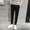 Men's Black Slim-Fit Nine-Point Casual Pants - Korean Style for Spring and Summer