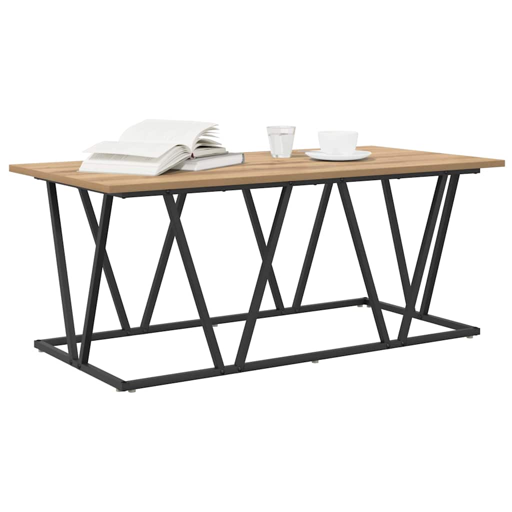Artisan Oak Coffee Table 100 x 50 x 40 cm Plywood and Metal