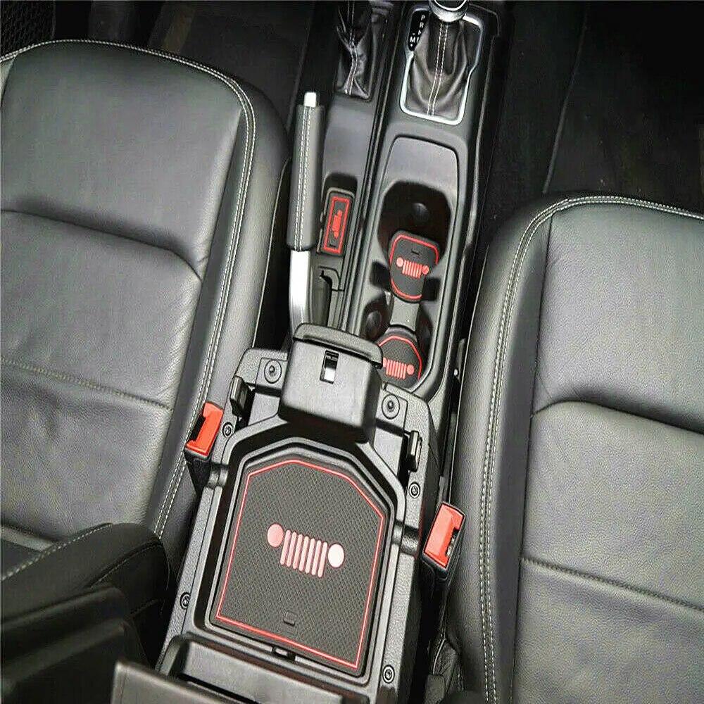 For 2018 Jeep Wrangler JL JLU Accessories Door Mats Gate Slot Mat Cup Pads Red