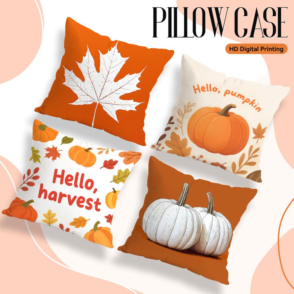 Home Decor Hello Pumpkin & Harvest Fall Pillows Pattern Cushion Cover Suitable For Sofa Bedroom Car Pillow Cover