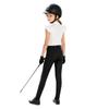 Mädchen Reitsport Reiten Reißverschluss Stehkragen Rüschenärmel Kontrastbesatz Oberteil Anti-Rutsch Vollbesatz Reithose Outfit