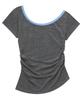 Mucent Viola One-Shoulder Asymmetrical Shirred Short Sleeve T-Shirt (2 Colors)