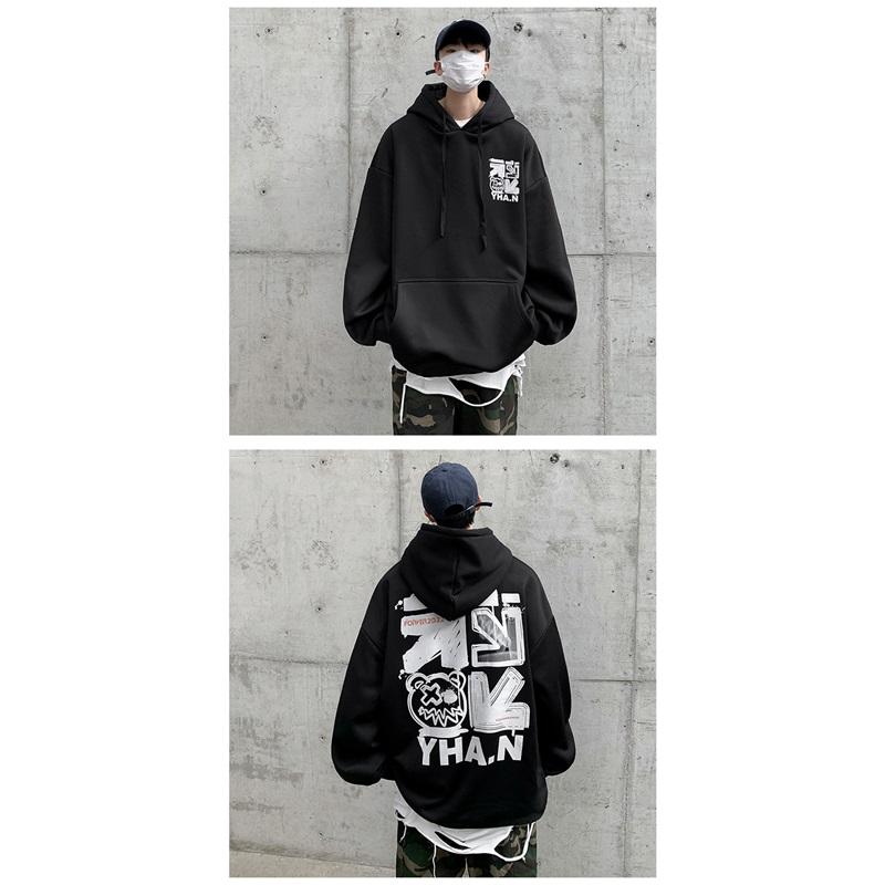 Men's Oversized Graphic Hoodie Hip Hop Style Long Sleeve Pullover Sweatshirt