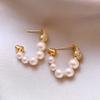 French Retro Imitation Pearl Hoop Earrings for Women Hanging Rhinestone Waterdrop Earrings Girl Luxury Two Wear Way Jewelry