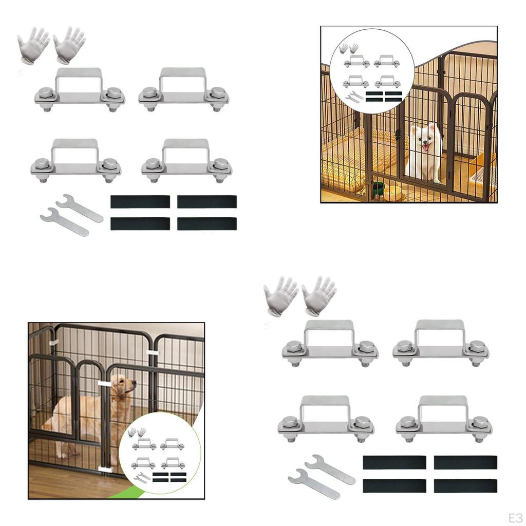 4 Pieces Large Pet Playpen Reinforcement Kit Accessories Square Tube Clamps for Cat Enclosures