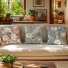 American-stylevintage Large Flowers Cushion Cover Natural Linen Throw Pillow Cover Wrinkle-Resistant Soft Machine Washable