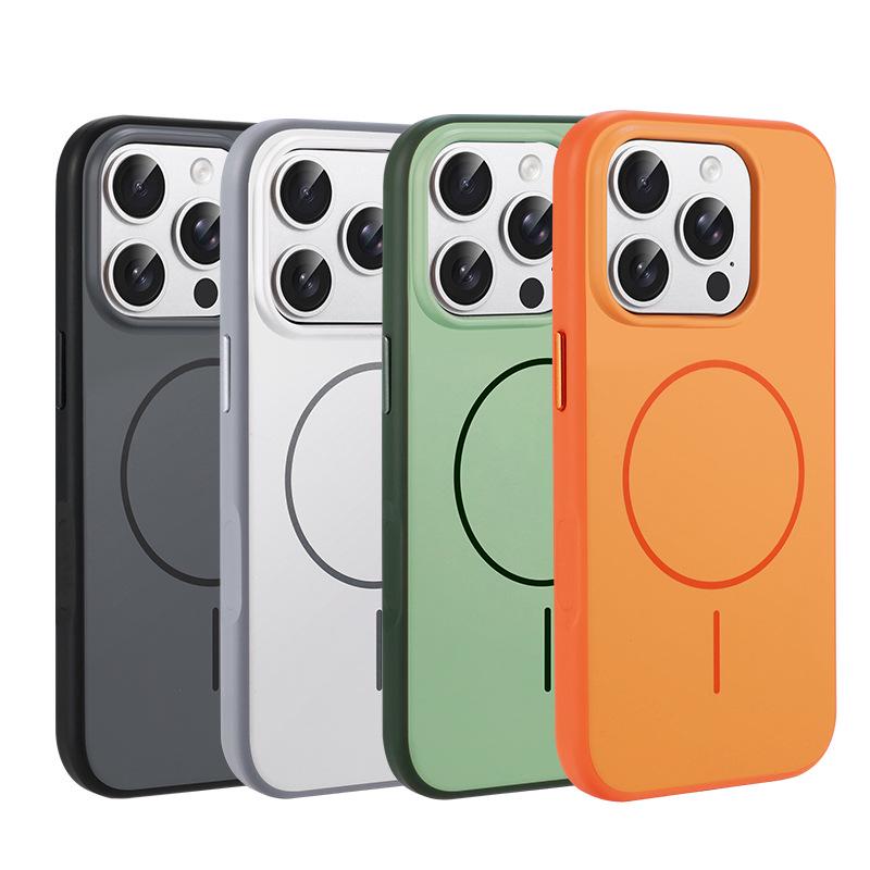 Kompatibles iPhone 17 Pro Max Color-Block Magnetisches Case, Apple 16 Hautgefühl, Sturzfest, Weiche Kante Schutzhülle