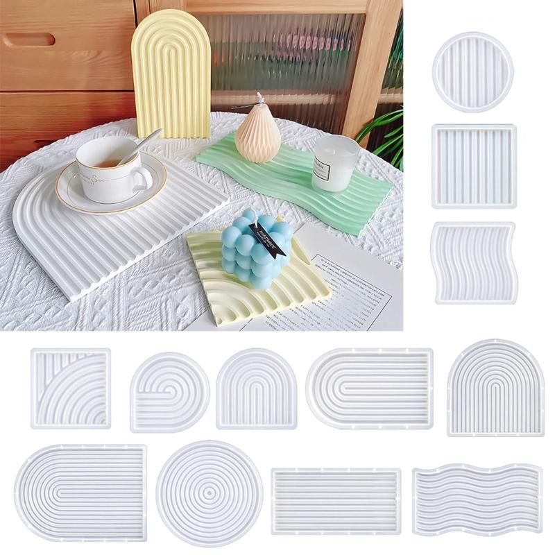 Striped Coaster Silicone Molds for Resin Casting Arch Door Coaster Tray Molds Epoxy Casting DIY Craft Cup Mat Resin Mold