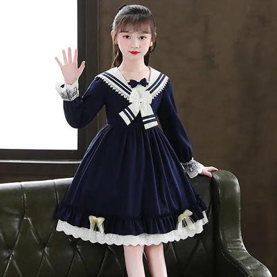 Flickors höst långärmad Lolita prinsessklänning - College-stil