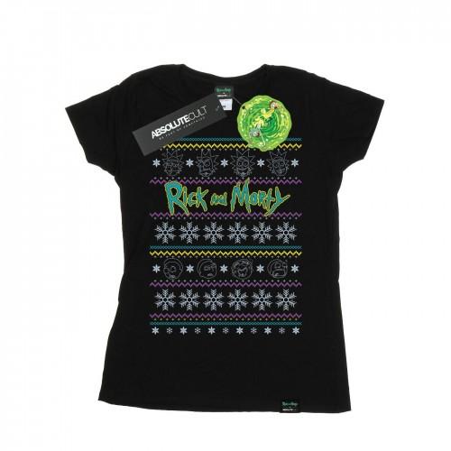 Rick And Morty Womens/Ladies Christmas Faces Cotton T-Shirt