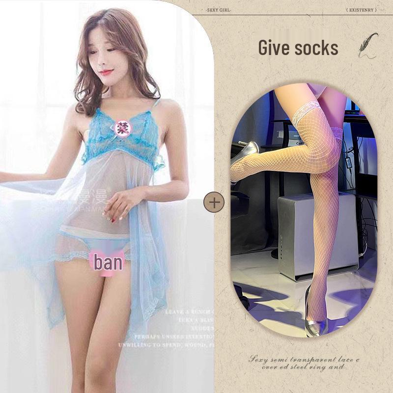 Damska Seksowna Bielizna z Siateczki i Koronki - Przezroczysta Koszula Nocna Plus Size na Wszystkie Sezony