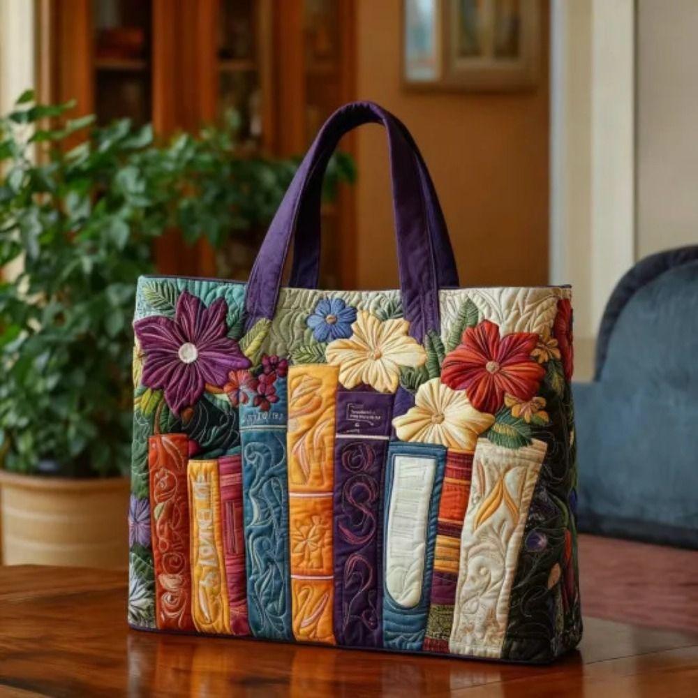 Leather Bag Women's Vintage Quilted Tote Bag Lightweight Cotton Travel Handbag Large Capacity 3D Printed Patterns Shopping Bag Lady Girl