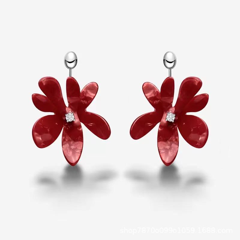 Hefan Lucky Apple Earrings - Red Phoenix Tail, Light Luxury, Versatile, High-End Fashion Feel.