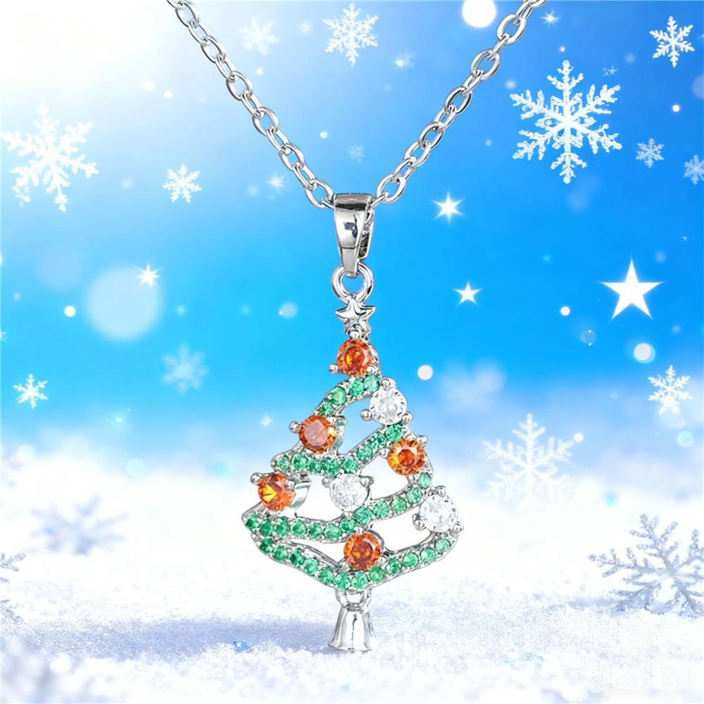 Шарм Женский Рождественская Елка Кулон Ожерелье Винтажный Серебряный Цвет Свадебный Для Женщин