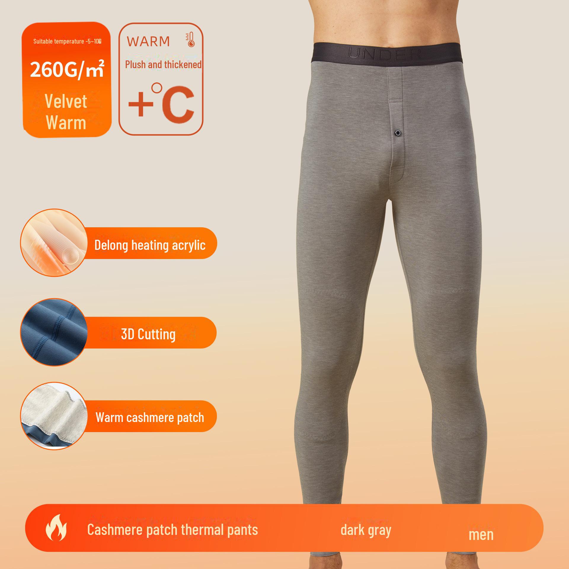 

Чоловічі термоштани з кашеміру, шовку та вельвету з наколінниками 3XL темно-сірий