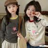 Girls Autumn Winter Cotton Long Sleeve T Shirt Korean Round Neck Casual Base Layer Top